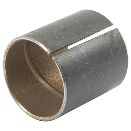 A cylindrical metal Spindle Bush (Sparex Part No. S.65116) with a single vertical slit on the side, showing wear marks on its surface - ideal for your Sparex or Allis Chalmers machinery.