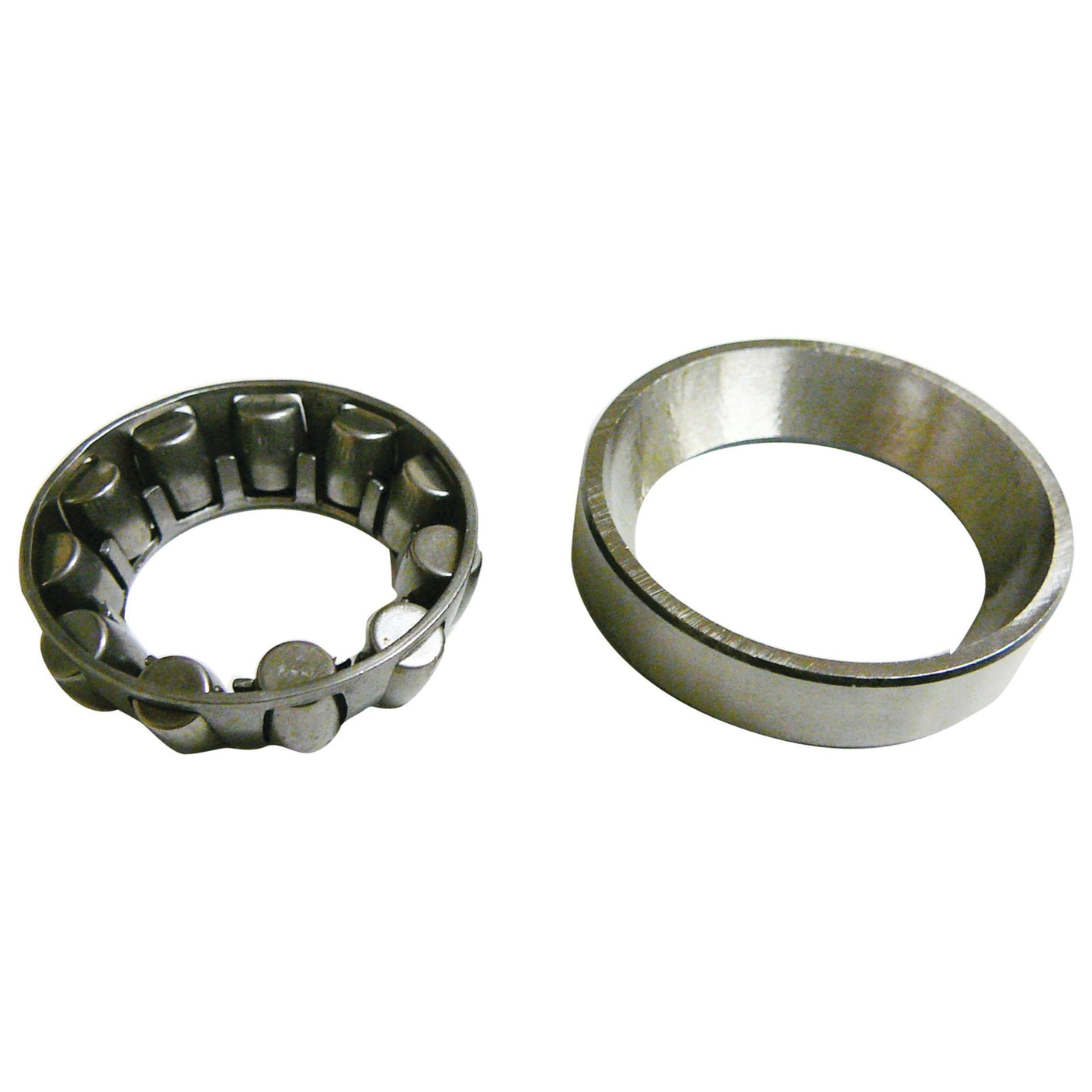 The image shows two metal components: a Sparex Steering Shaft Bearing (81803084) bearing cage on the left and a circular race on the right, both with metallic finishes.