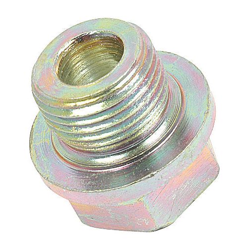 The Sparex Sump Plug, part number S.65275, is a metallic threaded adapter featuring a hexagonal base and a hollow cylindrical top with a thread size of 3/4'' UNF, commonly used in plumbing or mechanical applications.