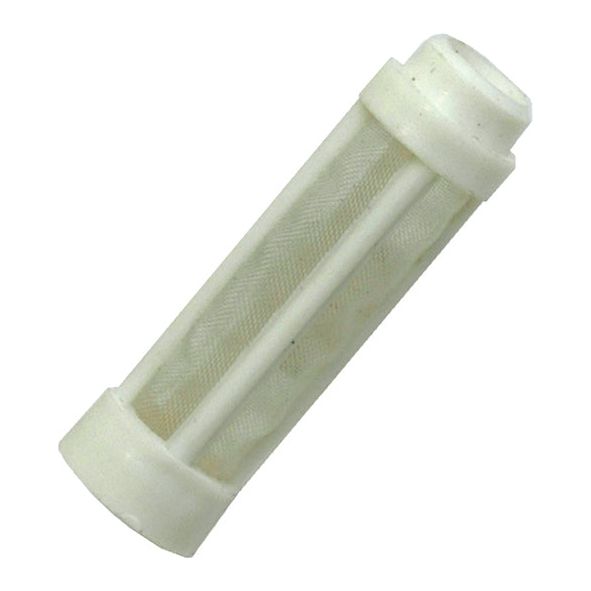 A white cylindrical water filter cartridge with a mesh screen and solid end caps, resembling the Sparex Fuel Tap Gauze Filter (Sparex Part No.S.65287), lying on a plain white background.