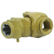 The Sparex PTO Coupling (Ref: 12512) is a yellow-painted mechanical part featuring a triangular profile and interlocking grooves, designed for connection in machinery with a cylindrical opening. It measures 1 3/8''-6 spline and has dimensions of 54 x 54 x 4mm.