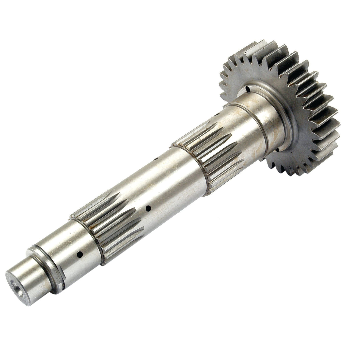 A Sparex Transmission Countershaft (Product Code: S.65344) with a cylindrical body, multiple gears, 30 teeth, and several ridges and holes along its length.