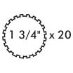 Diagram of a threaded hole with the dimension 1 3/4" x 20, ideal for Sparex PTO Yoke - Quick Release (U/J Size: 36 x 89mm) and compatible with Universal Joint Dimensions from Sparex Part No. S.6535.