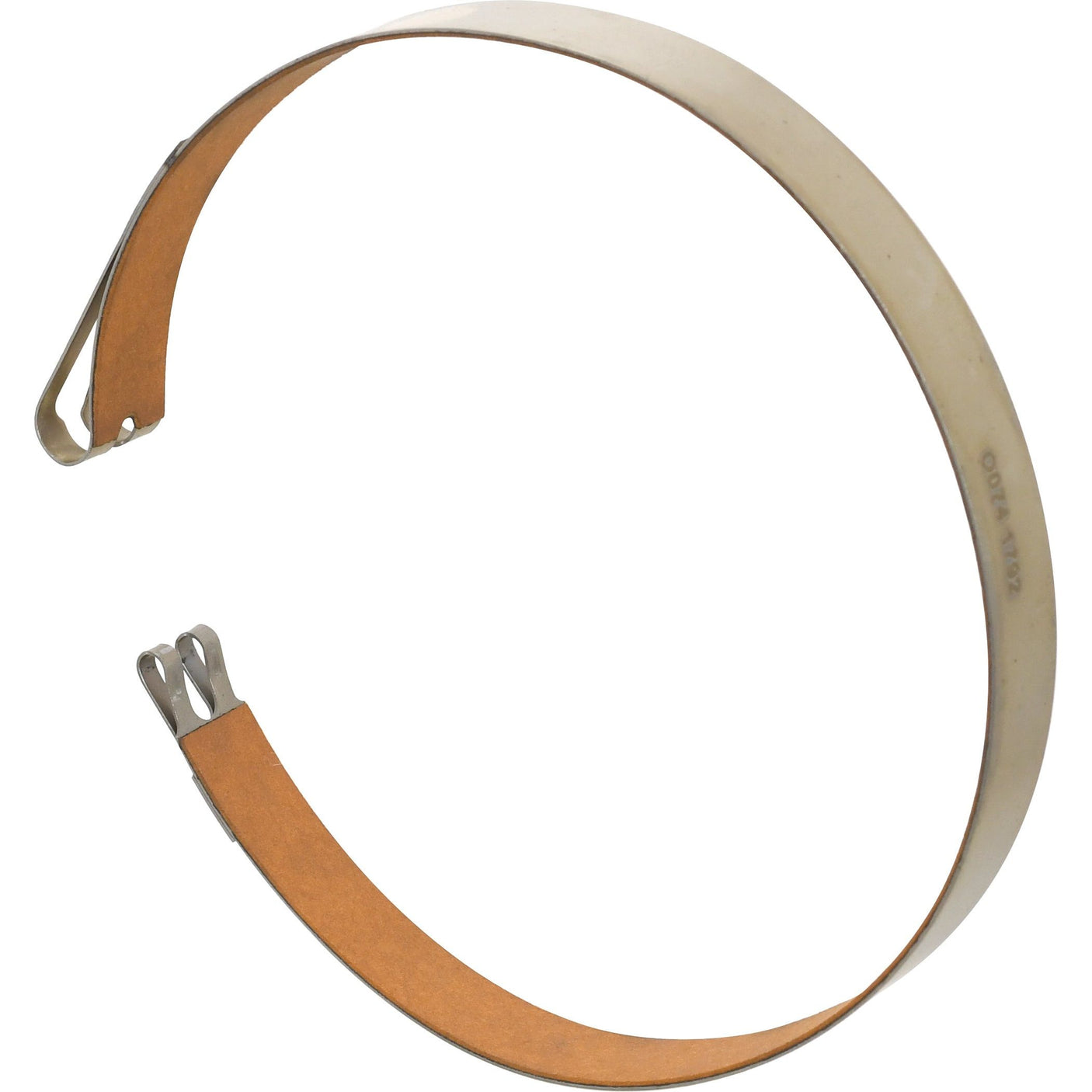 A metal loop with a hook clasp, possibly intended for securing or strapping objects, commonly used in Ford / New Holland machinery, specifically known as Brake Band | Sparex Part No.S.65369 by the brand Sparex.