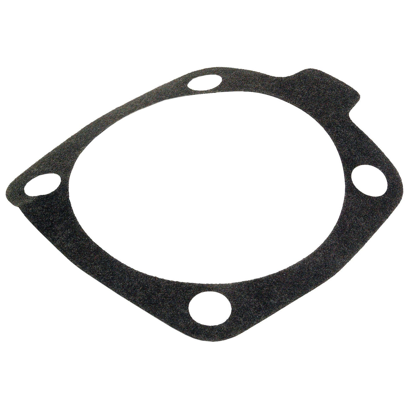 The PTO Gasket (Sparex Part No. S.65380) by Sparex is a black, rubberized gasket featuring a circular center hole and four smaller holes around the perimeter, making it ideal for Ford / New Holland tractors and compatible with Sparex PTO systems.