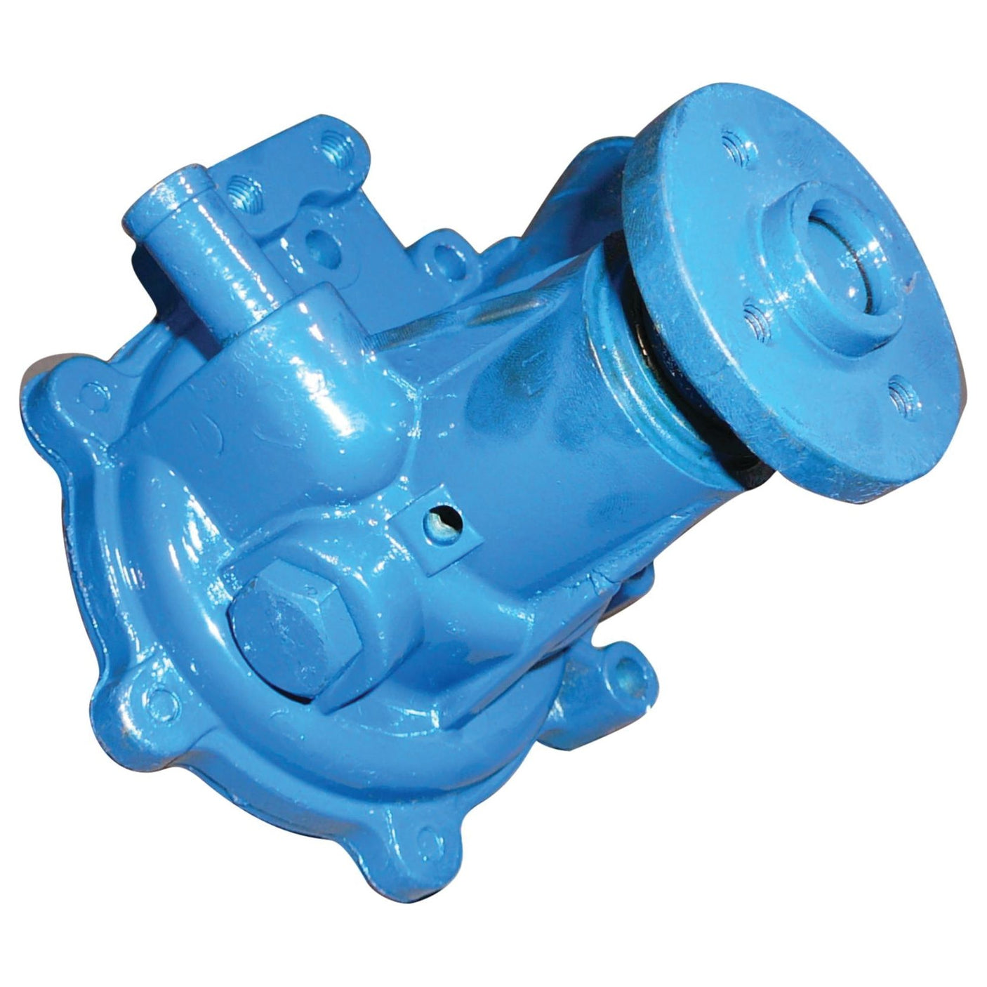 A blue-painted Water Pump Assembly (Sparex Part No.S.65405) with a bolted mounting base and cylindrical housing, featuring a Sparex Impeller, suitable for Ford/NH models.