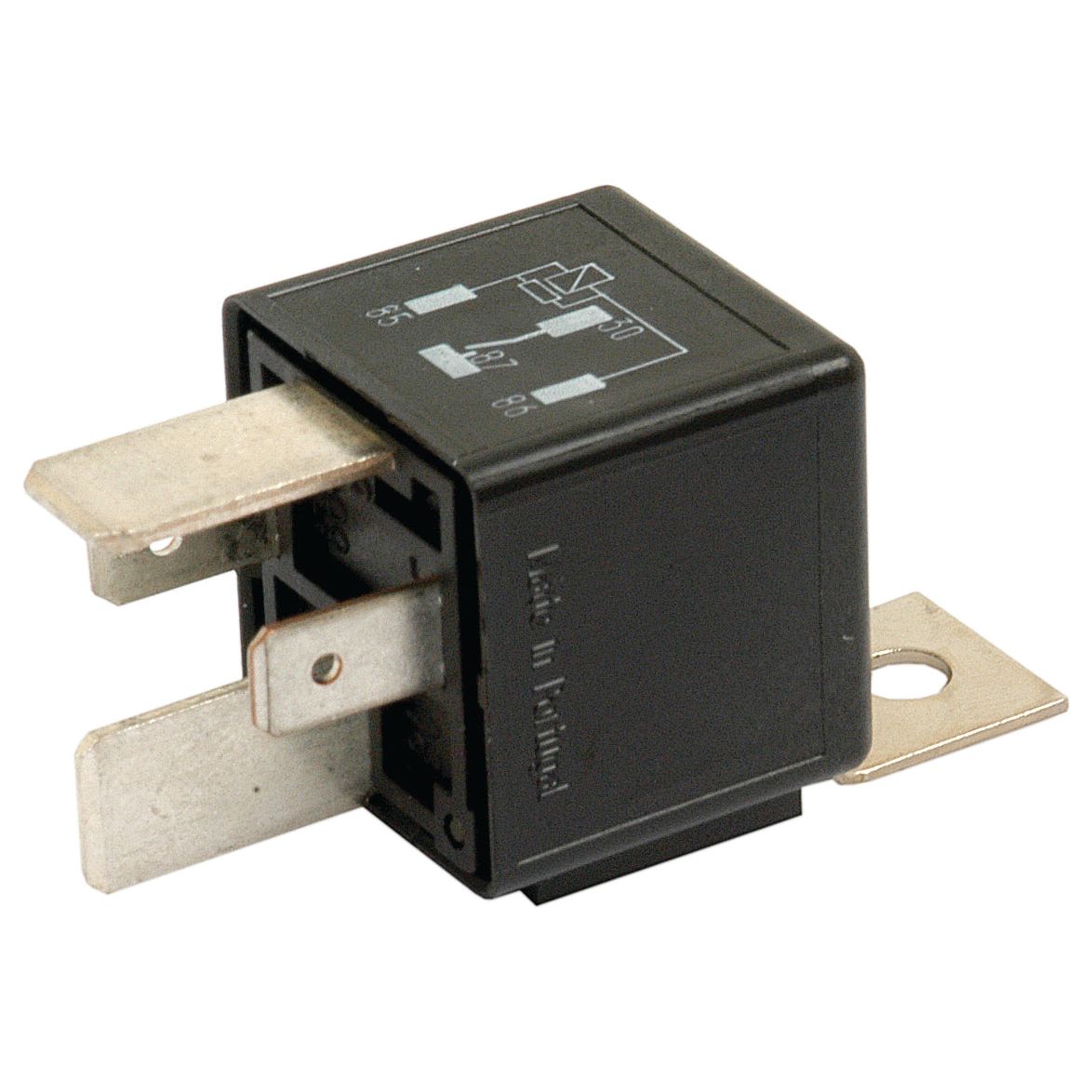 Close-up image of a Sparex brand black electrical relay (Sparex Part No. S.65443) with three metal prongs and a diagram on its top surface. This sturdy relay is rated at 70 amps and 12 volts, ensuring reliable performance.