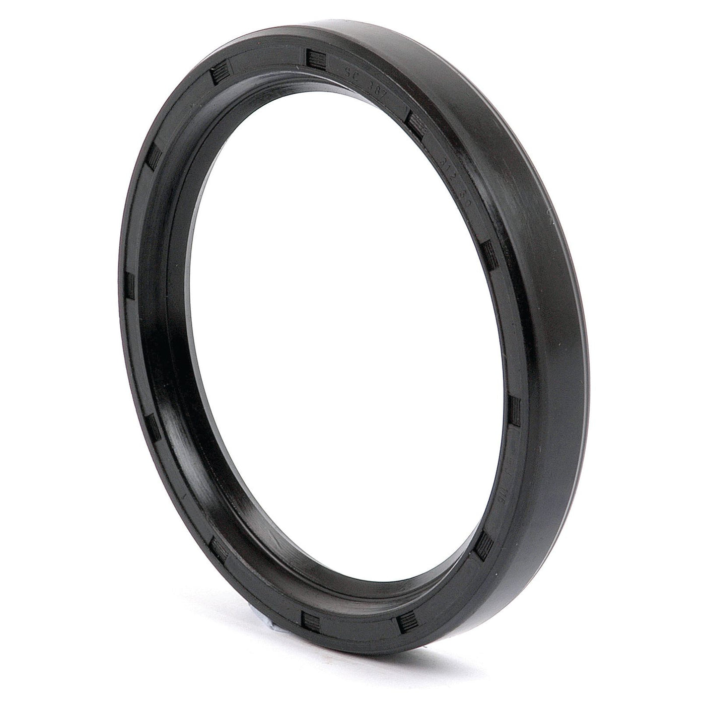 The Imperial Rotary Shaft Seal, measuring 3 1/16'' x 3 7/8'' x 1/2'', and known by Sparex Part No. S.65473, is a durable black rubber seal with a smooth outer edge and text markings on the inner edge, making it suitable for applications such as Ford New Holland machinery.