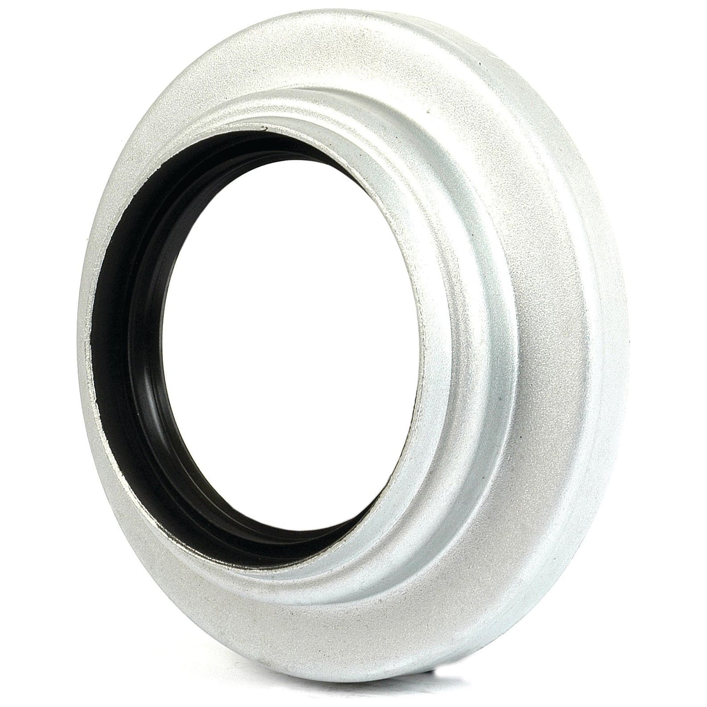 Close-up of the Sparex Seal & Retainer Assembly (Part No. S.65475) ring, featuring a circular opening in the center and a grooved metallic exterior design, commonly used in Ford / New Holland machinery.