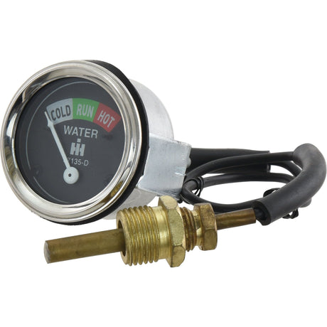 The Sparex Water Temperature Gauge (Sparex Part No. S.65523) displays Cold, Run, and Hot indicators and is attached to a sensor probe with a wire.