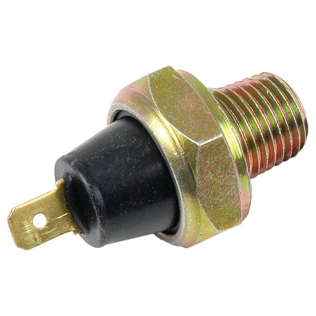 Close-up of the Sparex Oil Pressure Switch (Part No. S.65565), featuring a 1/4'' NPT threaded end, and a single electrical terminal.