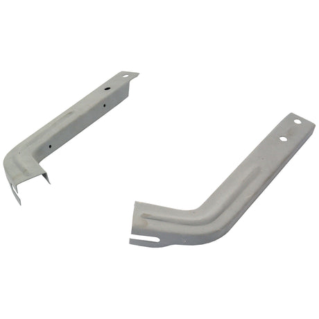 Two gray Sparex Bonnet Support Brackets (Sparex Part No.S.65586) with angled ends and multiple holes for mounting, designed for Ford New Holland. The brackets are positioned parallel to each other on a white background.