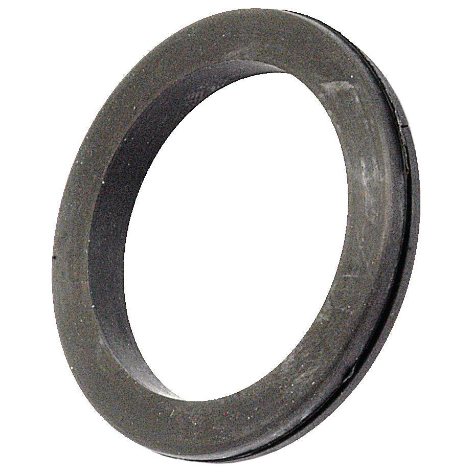 A close-up view of the Seal - Steering Column, Sparex Part No. S.65589, a gray, circular rubber gasket from the Sparex brand featuring a smooth outer surface and a slightly grooved inner edge, commonly used for Ford / New Holland tractors.