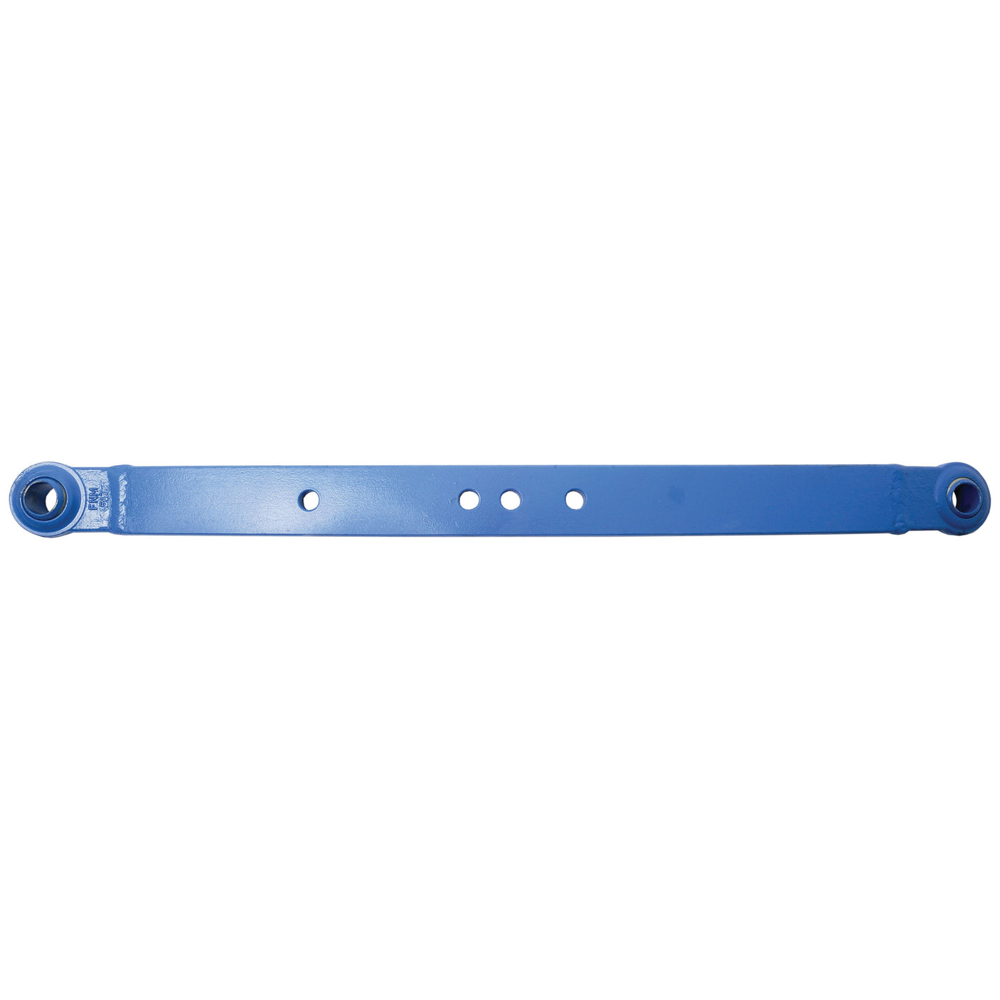 A blue metal bar with evenly spaced holes and circular ends, resembling the design of a Ford/New Holland SUPER MAJOR, called the Lower Link Lift Arm - Ball Ø 28mm - RH & LH by Sparex (Sparex Part No. S.65607).