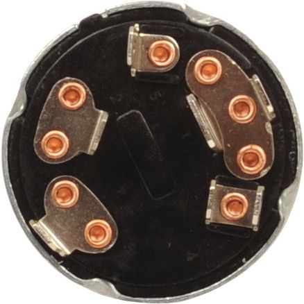 Close-up view of the Sparex Ignition Switch (Part No. S.65662) featuring a 5-pin electrical connector socket with five copper contact points arranged in a circular pattern on a black background, commonly used in Ford New Holland tractors.