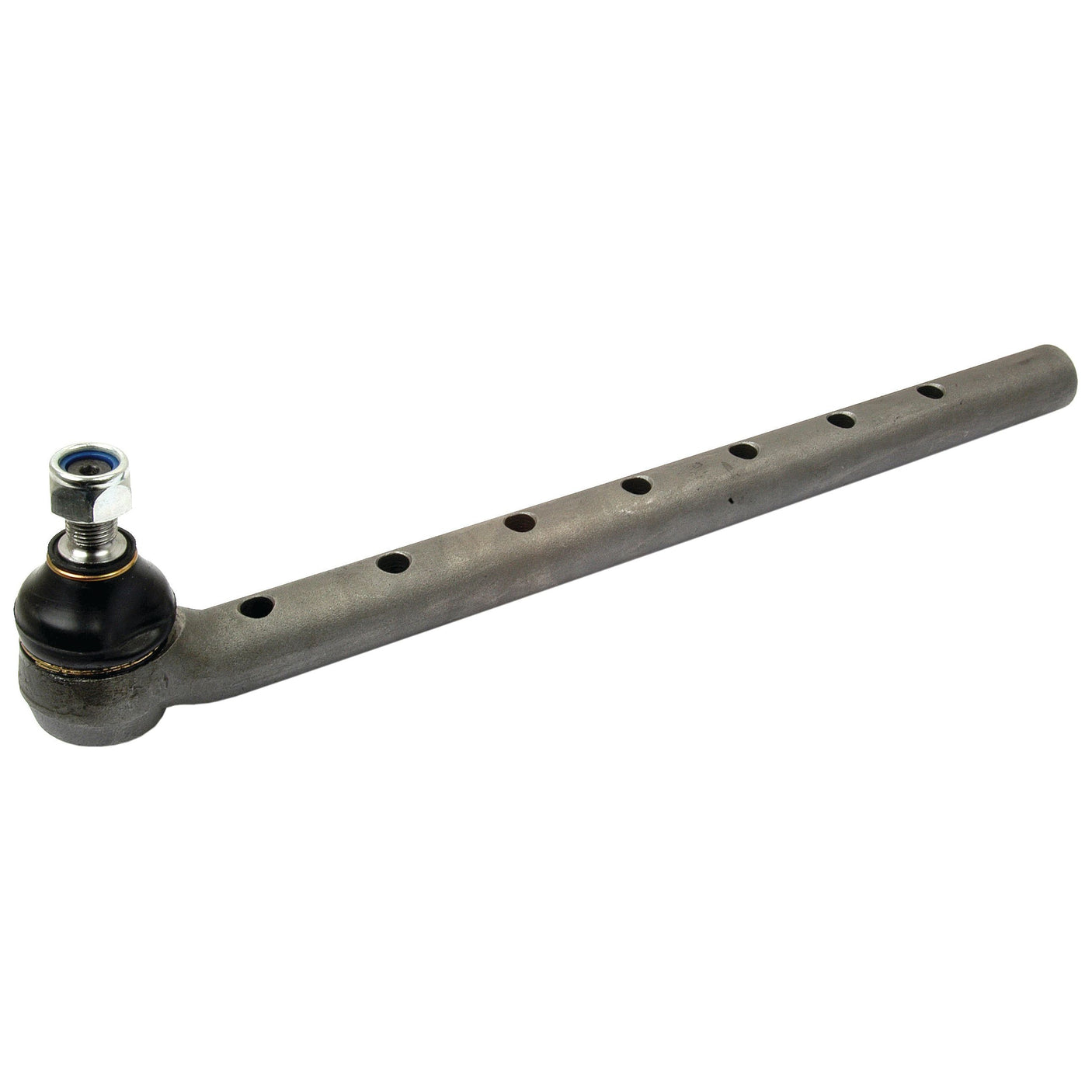 The Sparex Track Rod S.65665 is a 448mm metal automotive rod featuring multiple evenly spaced holes along its length, designed with a ball joint end and a No Thread - Straight configuration.