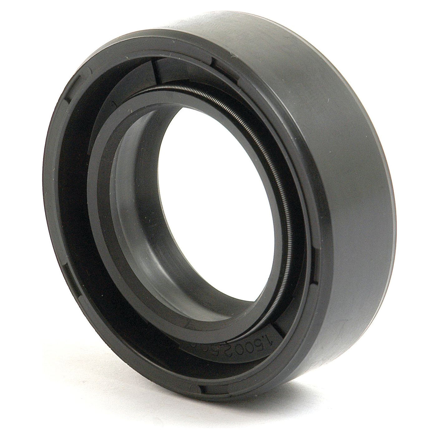 The Sparex Imperial Rotary Shaft Seal, measuring 1 1/2'' x 2 1/2'' x 3/8'' (Sparex Part No. S.65670), is a black rubber oil seal featuring a central bore and surrounding lip. It is commonly used in machinery to prevent leakage of lubricants and contaminants. Compatible with Ford New Holland equipment, this seal ensures reliable performance in demanding applications.