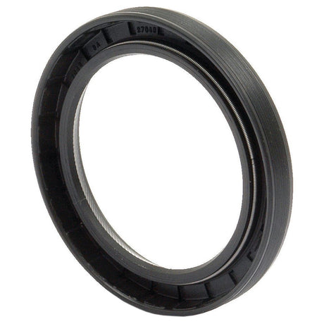 A black rubber oil seal with circular ridges and a metal interior, designed as a Sparex Imperial Rotary Shaft Seal (2 3/8'' x 3 1/8'' x 3/8'' Single Lip, Part No. S.65675), is used for preventing fluid leakage in machinery.