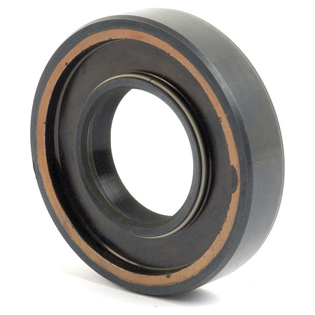 The Imperial Rotary Shaft Seal, Sparex Part No. S.65681, measures 1 3/4'' x 3 1/2'' x 3/4''. It is a dark-colored, circular seal with a metallic spring on its inner edge and is used in machinery to prevent leakage. This seal is compatible with Ford New Holland equipment and belongs to the Sparex brand.