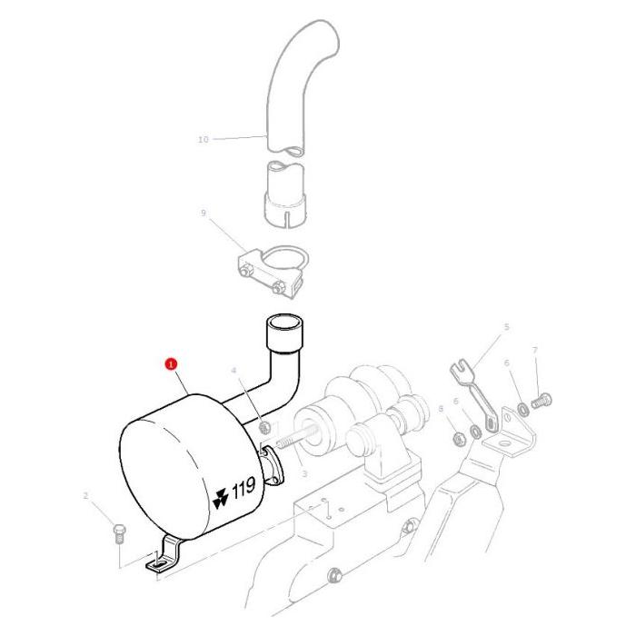 Massey Ferguson - Silencer - 3619443M3 - Farming Parts