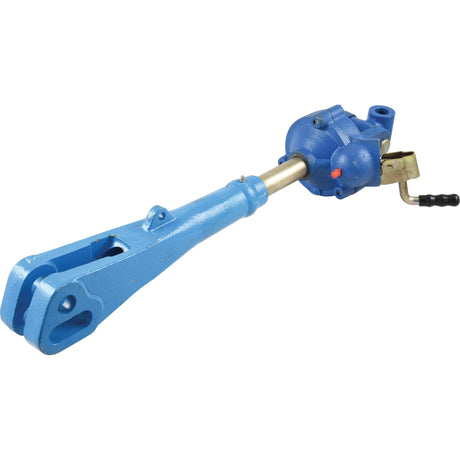 A blue Levelling Box Assembly by Sparex, featuring an extended arm, a handle lever, and a precisely engineered knuckle bore of Ø 22mm.