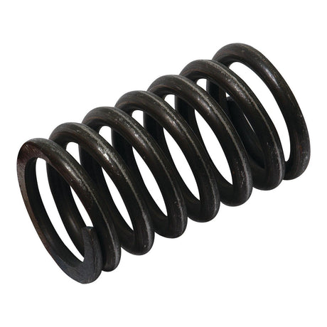 A close-up of the black Valve Spring - Outer (Sparex Part No. S.65709), featuring seven visible coils, positioned diagonally against a white background.