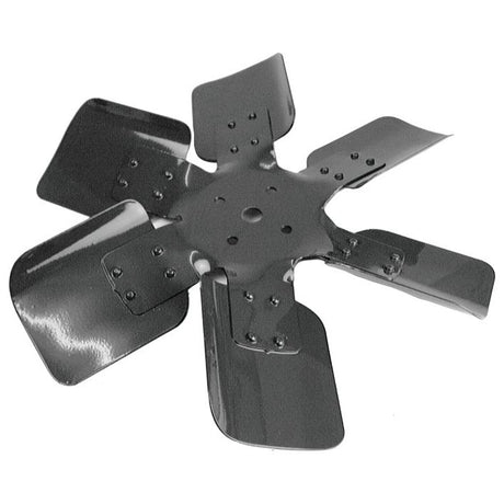 A six-blade automotive radiator fan with curved, metallic blades and riveted joints, compatible with Ford New Holland models, branded as Sparex and available as the Fan Blade | Sparex Part No. S.65730.