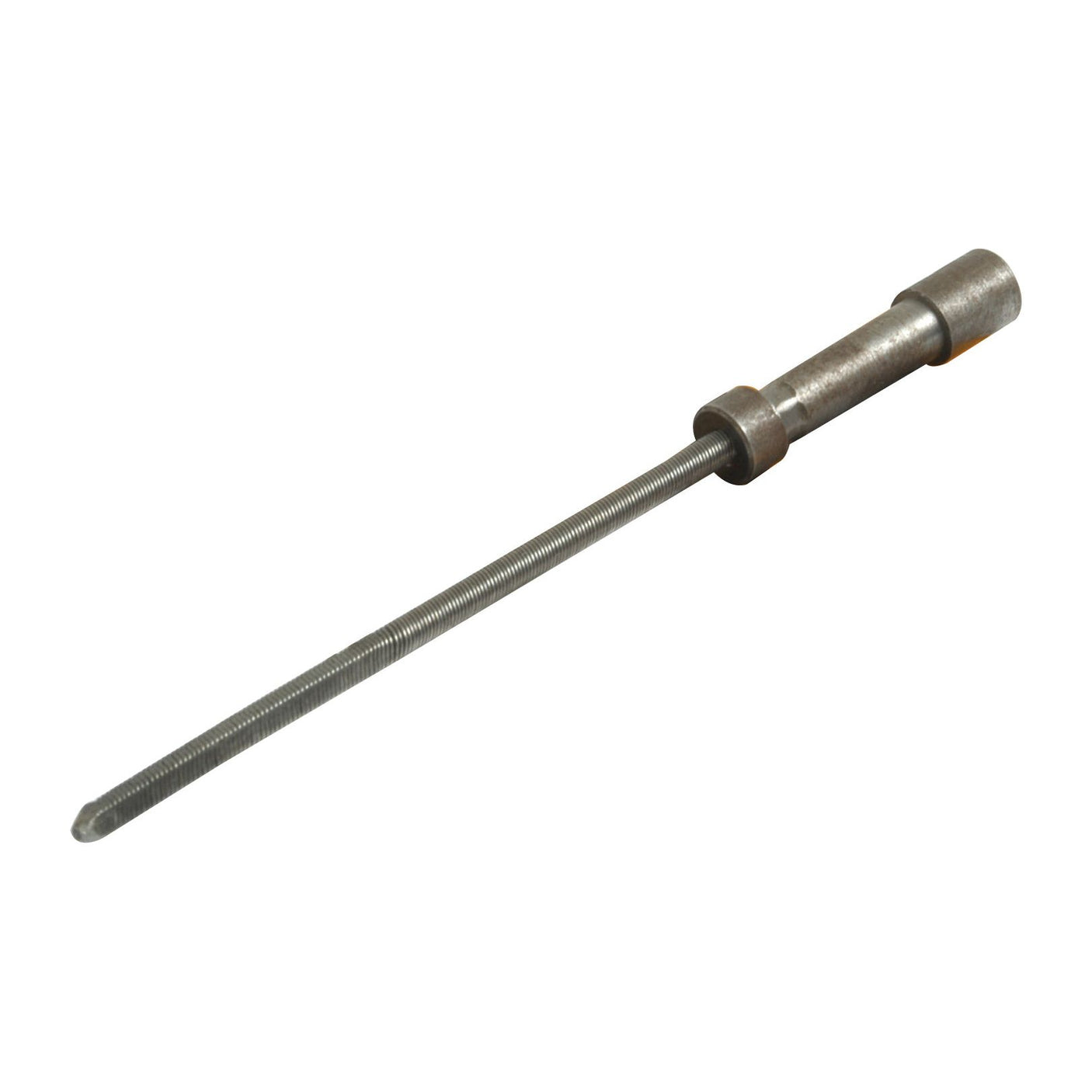 The Sparex Drive Cable & Shaft Assembly (Part No. S.65736) features a metal threaded rod with a cylindrical handle and a small, pointed tip at the end, making it perfect for use in Ford / New Holland equipment.