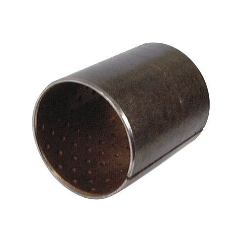 A close-up of a Sparex Spindle Bush (Sparex Part No.S.65739), a cylindrical metal object commonly found in Ford / New Holland machinery, featuring small perforations on one end and an open side.