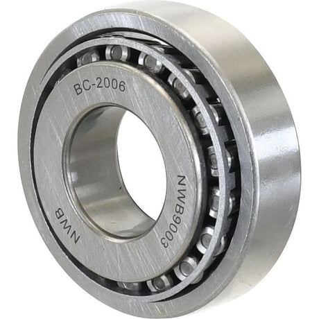 The Sparex Taper Roller Bearing (14118/14283) - S.65776, branded as Sparex, includes both an outer and an inner ring that are separated by spherical balls encased in a cage. It is a versatile part compatible with metric metal ball bearing systems similar to the BC-2006 and NWB9003 models.