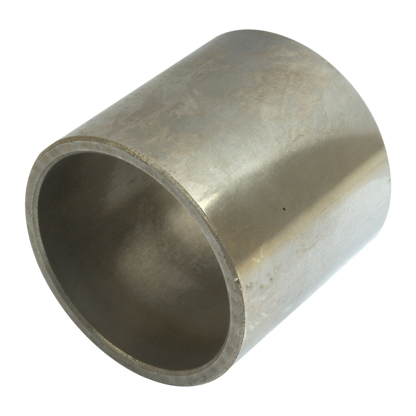 A Bush - S.65781 from Sparex, which is a cylindrical metal pipe segment featuring both ends open and smooth surfaces, slightly tilted on a white background. This component is classified under Tariff Code 8412808090.