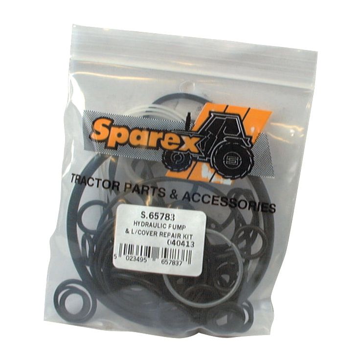 A Sparex Seal Kit (Part No. S.65783) contains a hydraulic pump, L/cover repair kit, and various rubber rings and parts, designed specifically for Ford New Holland machinery.