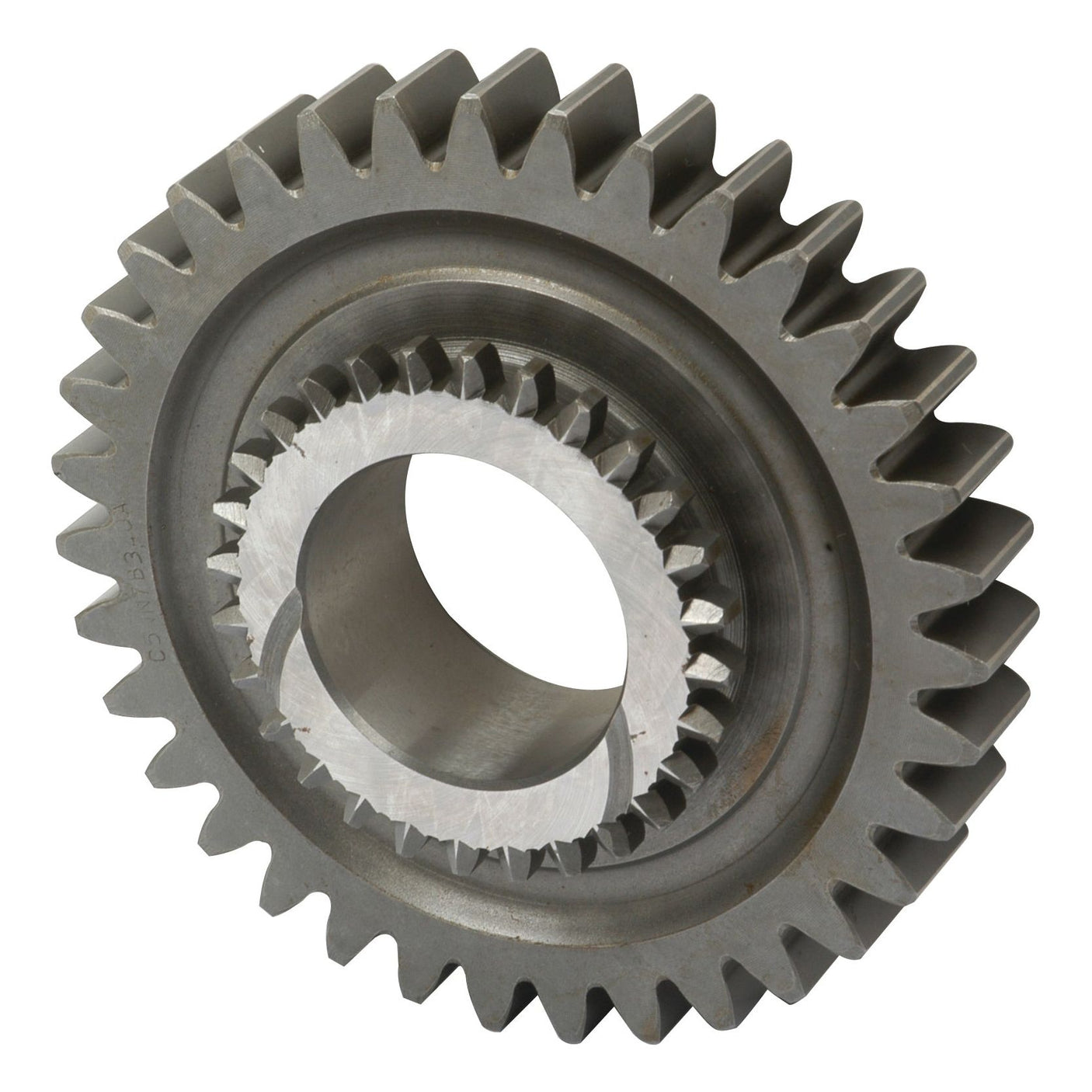 A close-up view of the Transmission Gear | Sparex Part No. S.65792, featuring 35 sharp teeth and a hollow center, essential in mechanical systems for transmitting torque and rotation from the renowned brand Sparex.