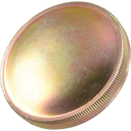 A round, metallic, and slightly tarnished copper Sparex Fuel Cap (S.65819) with a grooved edge, compatible as an internal metal bayonet for Ford/New Holland tractors.