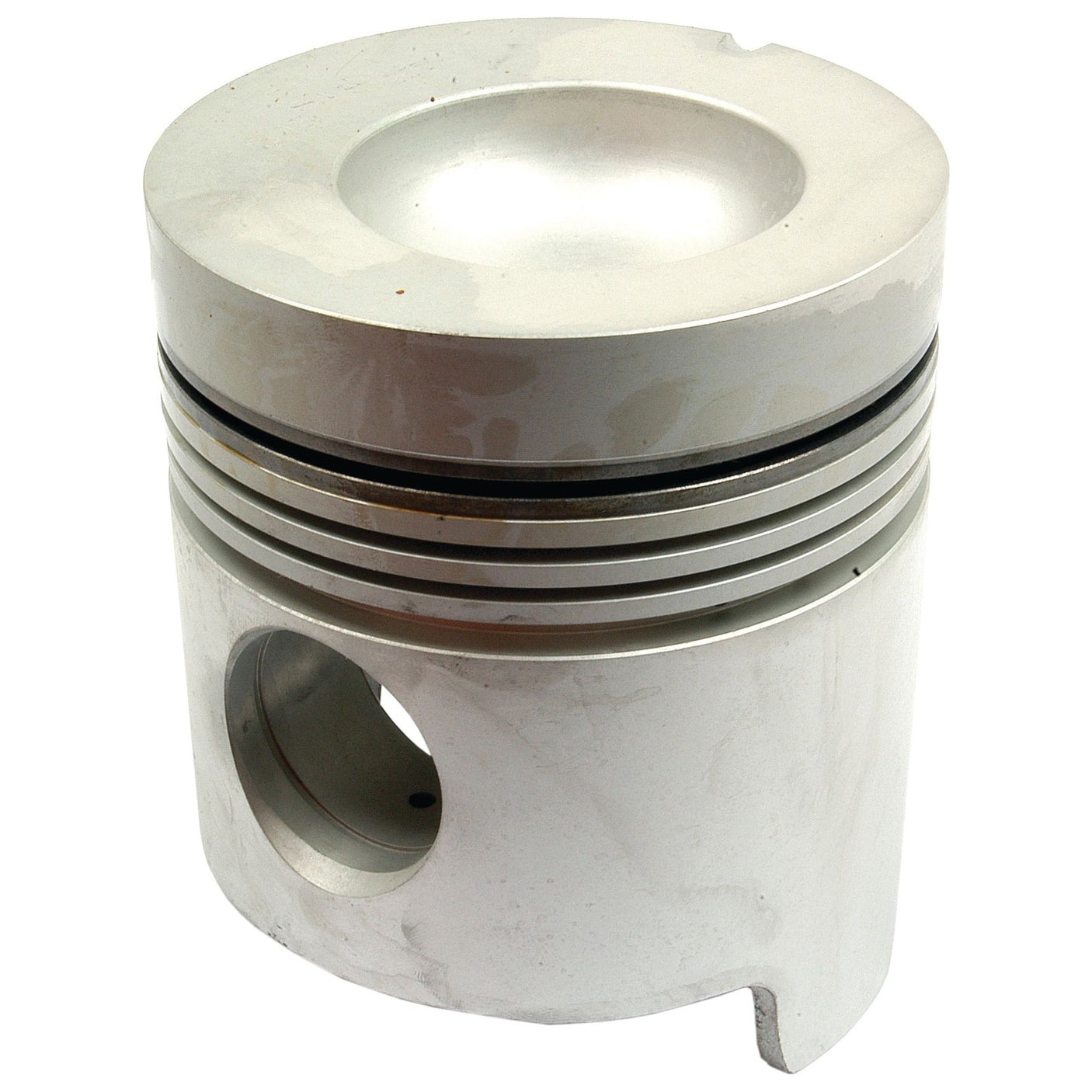 The Piston (Standard) - S.65820 by Sparex is a single metallic engine piston featuring visible grooves, a hole for the connecting rod, and precise bore diameter measurements.