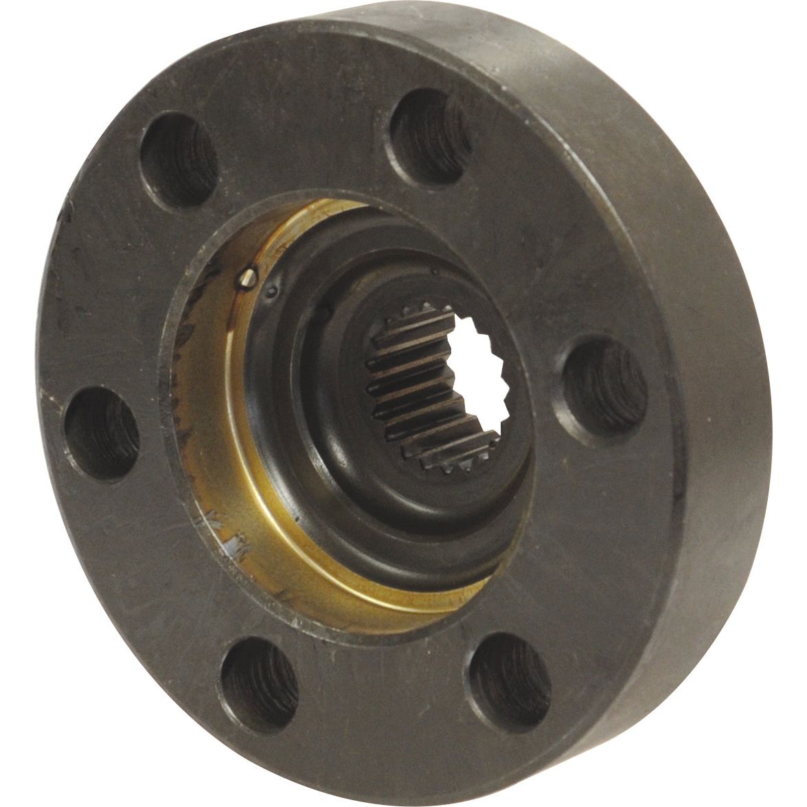 The PTO Drive Hub (Sparex Part No.S.65846) by Sparex is a metal mechanical component with a cylindrical shape and multiple bolt holes arranged in a circular pattern, compatible with Ford New Holland, featuring a 20 spline configuration.