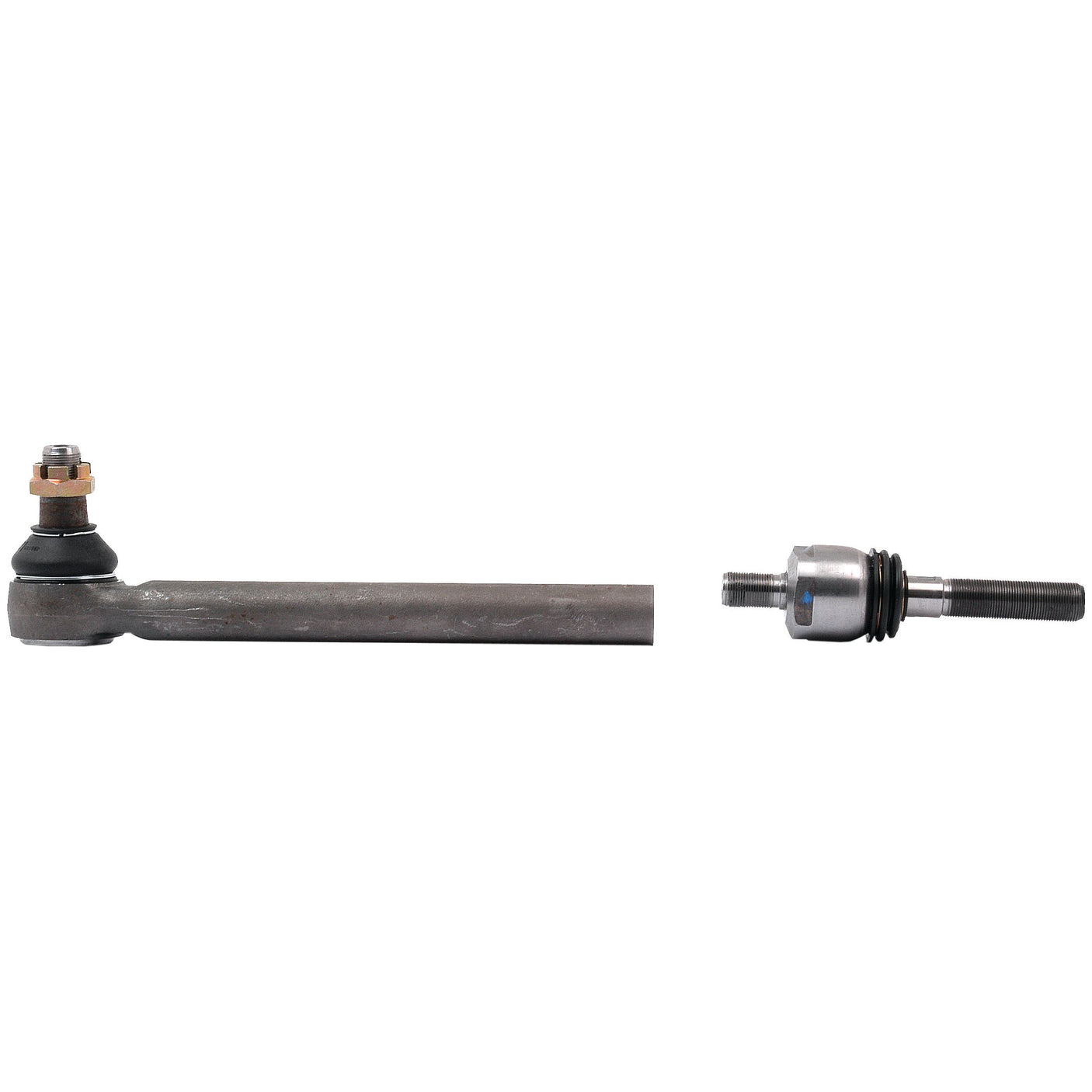 The Track Rod/Drag Link Assembly Kit (Sparex Part No. S.65863) from Sparex consists of a long, straight metal rod connected to a threaded steering joint with an inner tie rod end separated from the outer tie rod end. This essential component ensures precise steering for vehicles such as Ford or New Holland models.