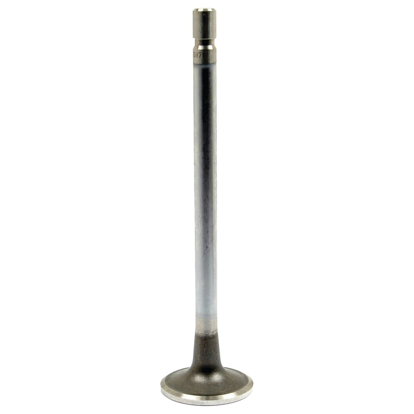 A single metallic exhaust valve standing upright against a plain white background, perfect for Ford/New Holland replacements or Sparex parts, featuring precise seat angle specifications (Sparex Part No. S.65871).