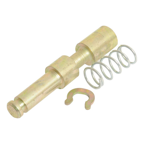 Metal cylindrical pin with attached spring, nut, and C-clip, also known as the PTO Yoke Pin (Pin Ø: 13.75mm), Agripak 2 pcs., Sparex Part No. S.6587 by Sparex.