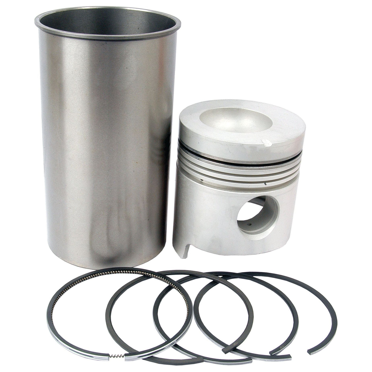 A Piston Ring and Liner Kit, labeled Sparex Part No.S.65890, featuring a metal piston, cylinder liner, and piston rings from the brand Sparex is displayed on a white background.