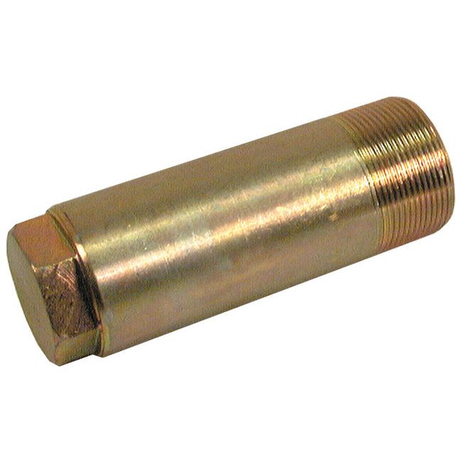 A brass hex plug with threaded ends, compatible with Ford/New Holland models, ideal for replacing an Axle Pin (Sparex Part No. S.65949), from Sparex.