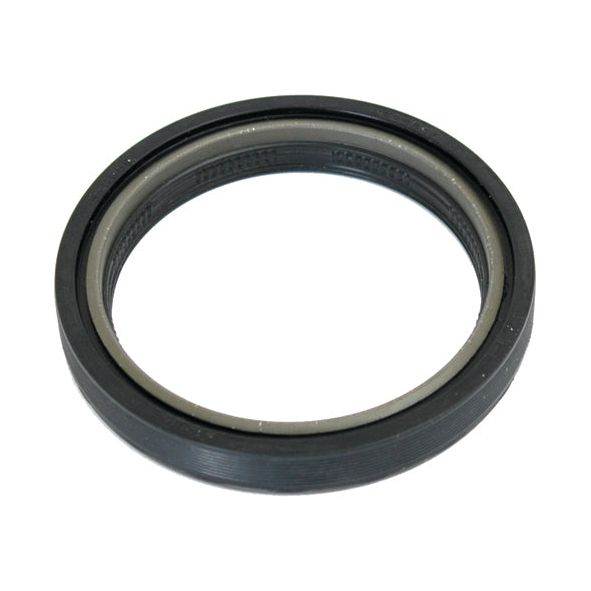 Close-up of a Sparex Imperial Rotary Shaft Seal, model S.65960, in black and gray rubber featuring a circular shape with grooved inner and outer edges, sized at 2 15/16'' x 3 3/4'' x 1/2''.