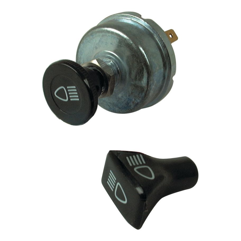 A Sparex Head Light Switch (Sparex Part No. S.65987) featuring a detached knob with headlamp beam symbols, compatible with Ford New Holland and Farmtrac vehicles.