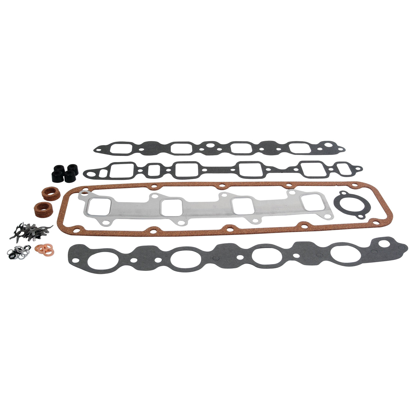 A comprehensive Top Gasket Set for 4-cylinder engines, featuring Ford/New Holland automotive gaskets and seals from Sparex (Part No. S.65993), arranged on a white background, including head gaskets, manifold gaskets, and various small seals and components.