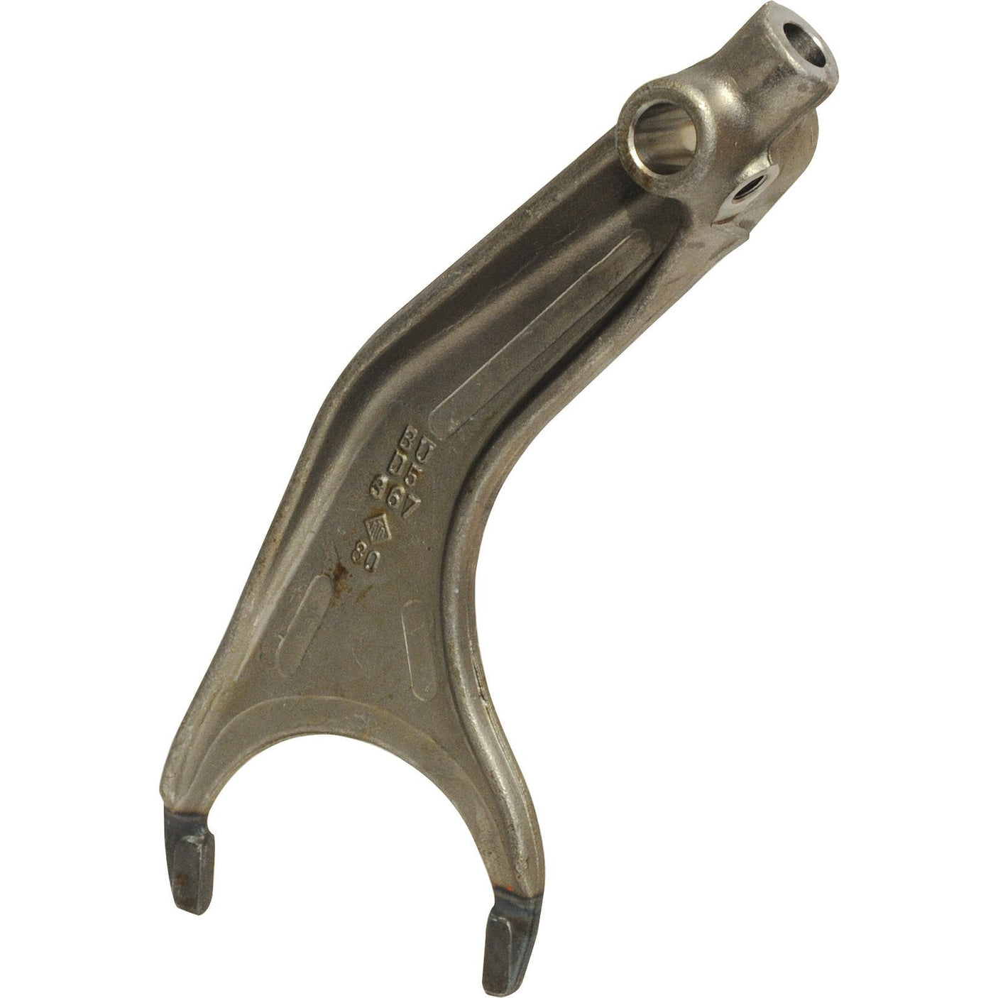 A metal selector fork with a curved design and a hole at the top for attachment, suitable for Ford / New Holland models, labeled as Selector Fork with Sparex Part No. S.66054 from the Sparex brand.