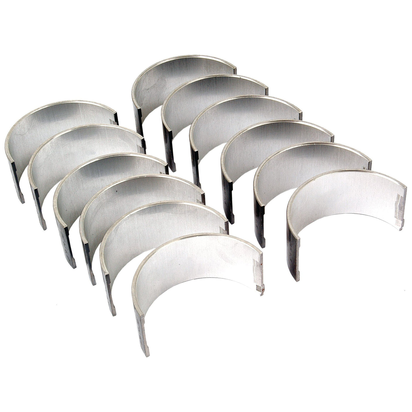 A set of twelve identical semi-circular Conrod Bearings for Ford/New Holland engines, arranged in three rows of four, specifically the Conrod Bearing +0.010'' (0.25mm) Set by Sparex (Part No.S.66078).