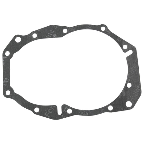 The Sparex Output Cover Gasket (Sparex Part No. S.66140) is an oval, black gasket designed for sealing engine components, featuring multiple bolt holes around its perimeter and is compatible with Ford/New Holland Equipment.