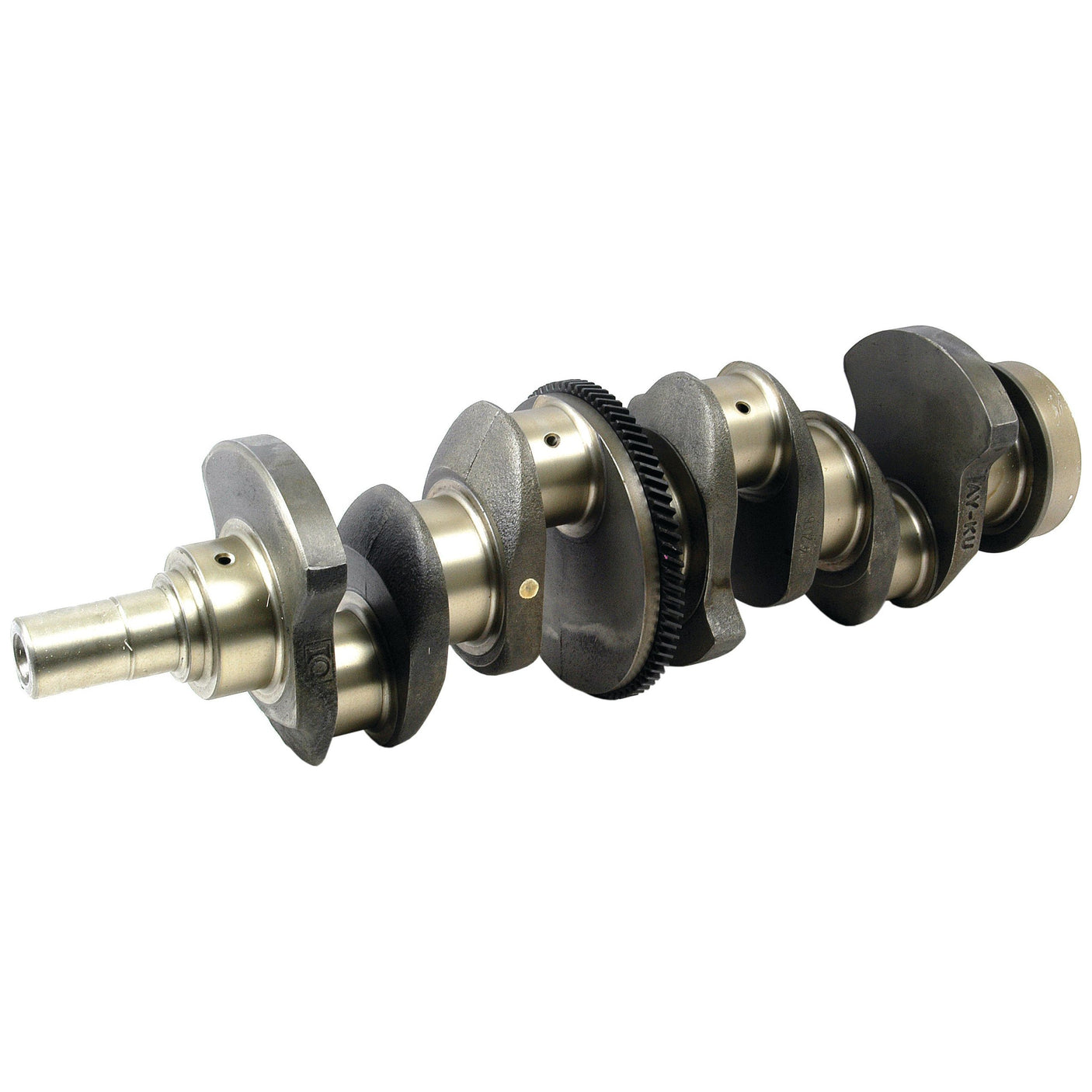 The Crankshaft (4 Cyl.) Ford, Sparex Part No. S.66141, is a metal crankshaft with multiple linkages, bearings, and gears, commonly used in Ford engines and available from Sparex.