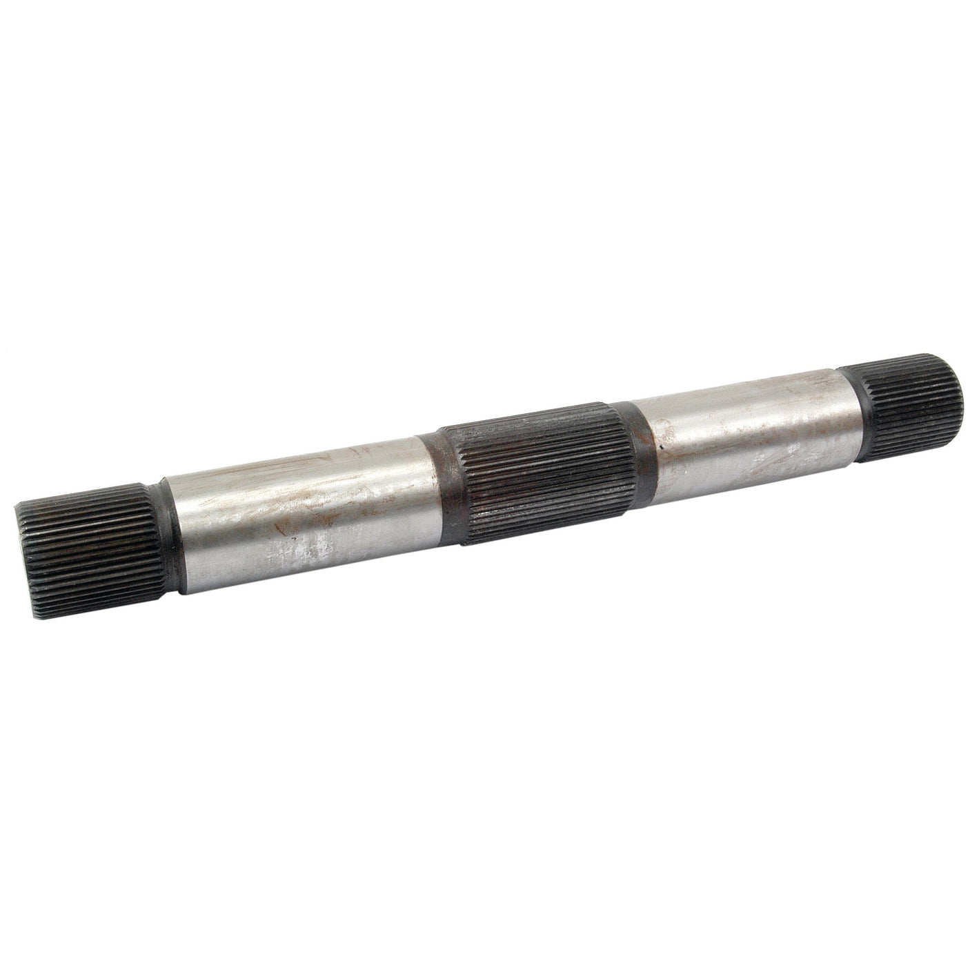 The Sparex Cross Shaft (Part No. S.66204) is a metal component featuring splined ends and a cylindrical center, typically utilized in Ford/New Holland machinery for torque transmission in mechanical applications.