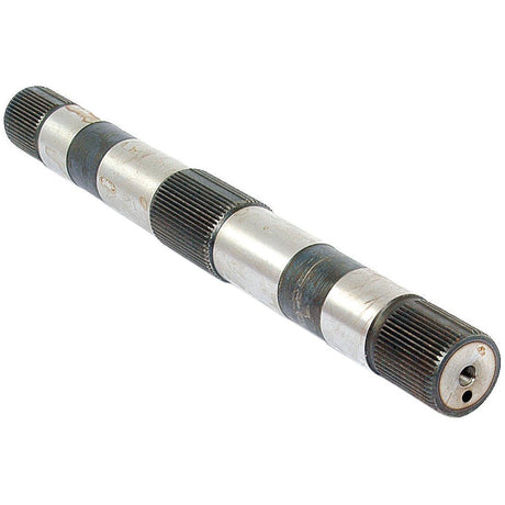 A metallic cylindrical shaft with grooved sections and alternating black and silver bands, reminiscent of the Sparex Cross Shaft | Sparex Part No. S.66205.